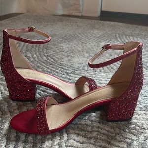 Dream Pairs Glittering Red Block Heel Sandals